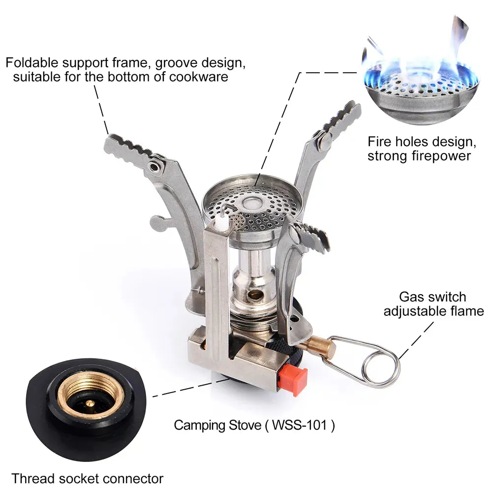 Portable folding outdoor stove cookware gas burner camping stove for hiking picnic BBQ gas stove tank cooker furnace end