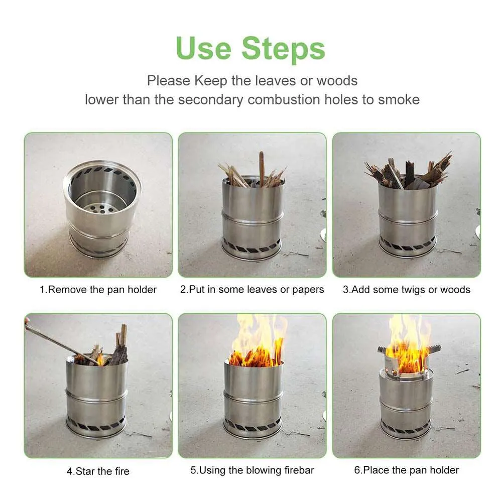 Portable outdoor steel camping stove