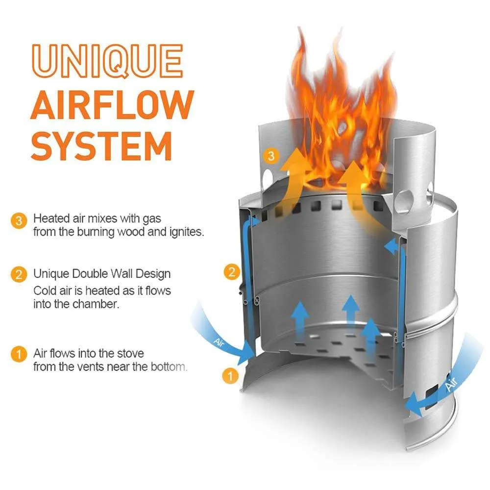 Portable outdoor steel camping stove
