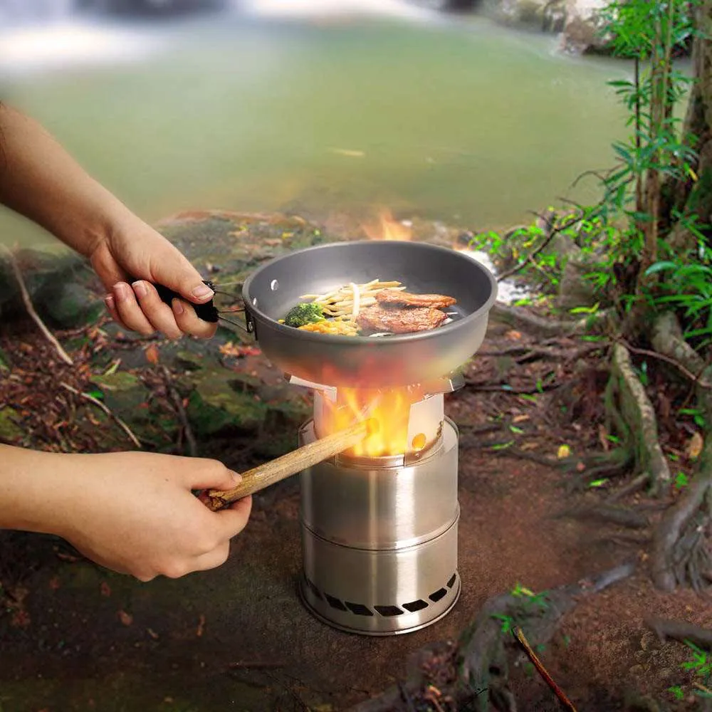 Portable outdoor steel camping stove