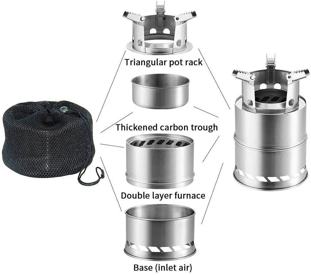 Portable outdoor steel camping stove