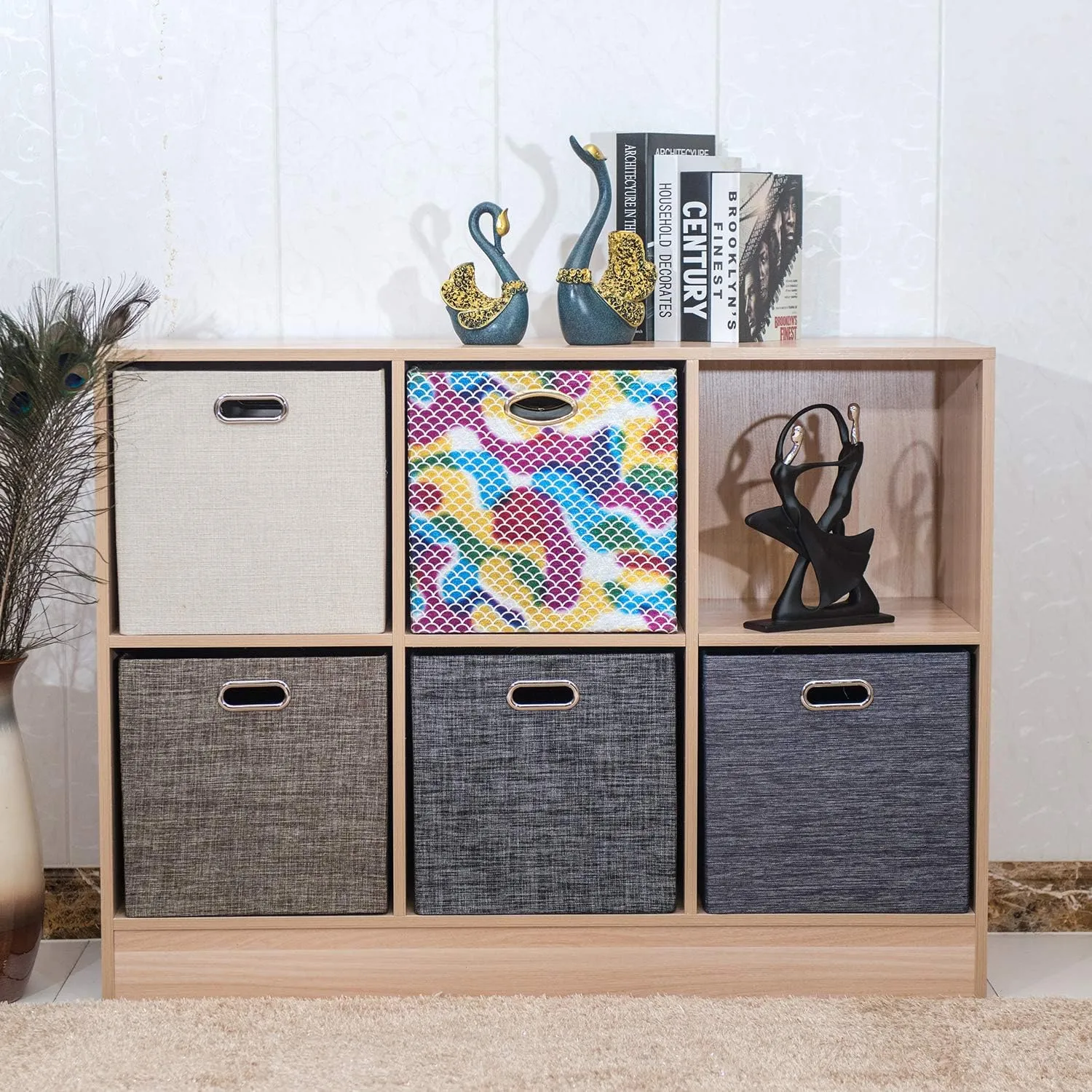 Posprica Fabric Storage Cubes,13×13×13 cube storage bins, Foldable Drawers Baskets Containers for Shelf Cabinet Bookcase,Thick and Heavy Duty (4pcs, Black)