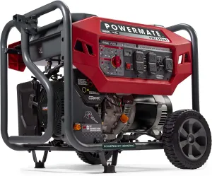 Powermate PM7500 7,500-Watt Dual-Fuel Compatible Portable Generator - Gas and Propane - COsense Technology - Reliable Power Solution for Home, Camping, and Emergency Backup - 49 State/CSA - Red/Black