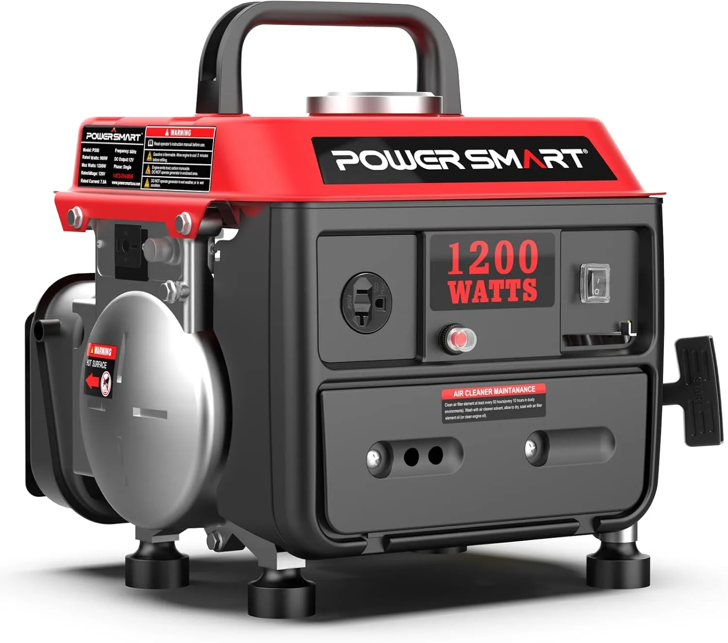 PowerSmart 1200-Watt Portable Generator with Super Quiet, Ultralight for Camping, PS50
