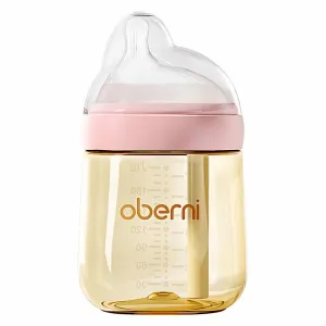 PPSU Baby Bottles, Anti Colic Breastfeeding Bottles with Natural Response Nipples, Wide Neck Baby Bottle for Babies, Newborn 0-6 Months, BPA Free-Off-Centered Nipple-Size M(7 Ounce, Pink, PPSU)
