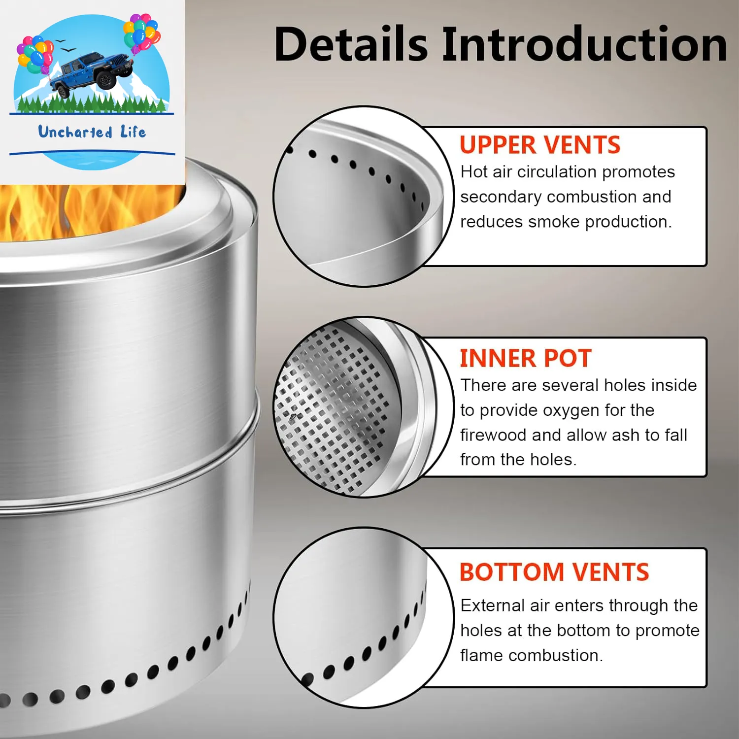 Premium 304 Stainless Steel Portable Fire Pit – Ideal for Glamping