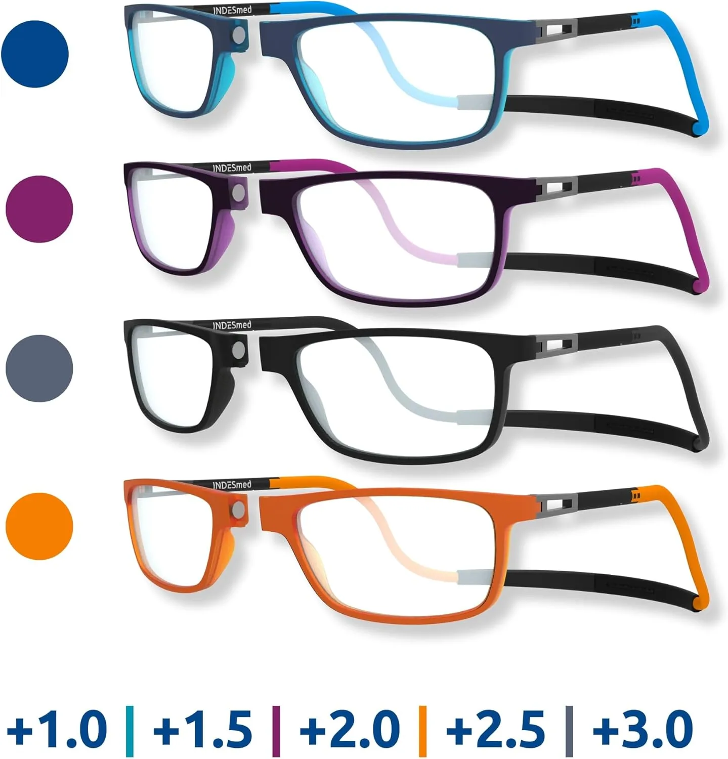 Premium Magnetic Reading Glasses for Presbyopia | 7-Point Adjustable Fit, Blue Light Filter, (1 unit)