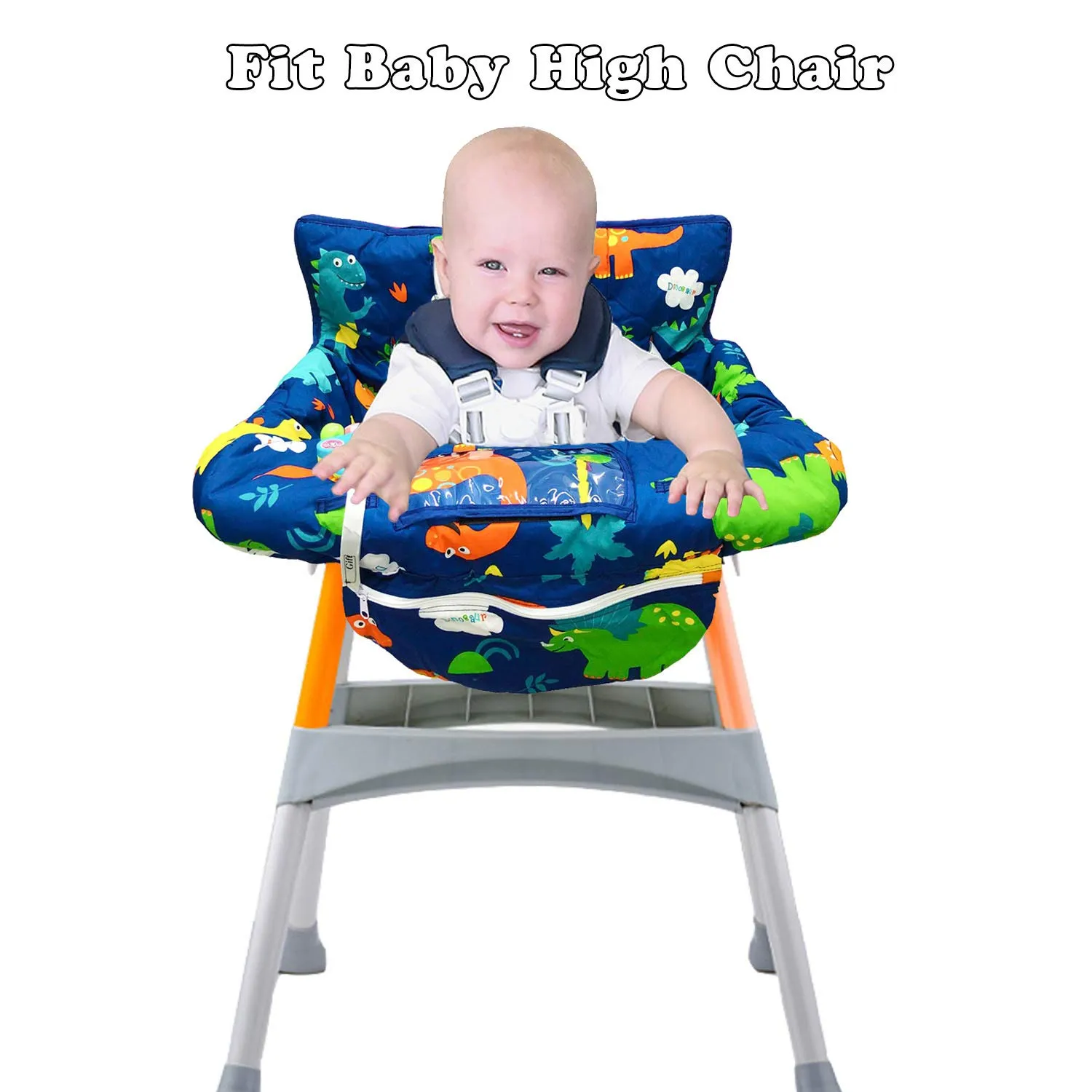 Premium Shopping Cart Cover & High Chair Cover, Easy Install, Harness System, Soft Comfort Cushioning, Universal Size (Dinosaur)