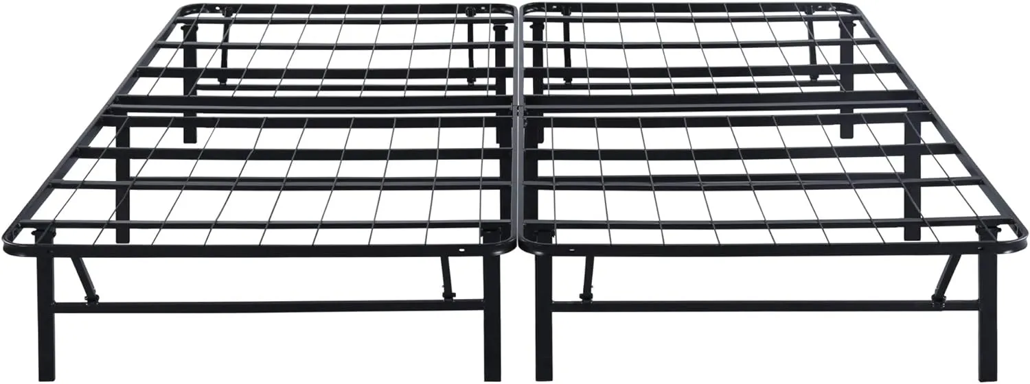 PrimaSleep 14 Inch Foldable Heavy Duty Metal Platform Bed Frame/Under-Bed Storage/Comfortable Base Bed Frame/No Noise/Black/Full