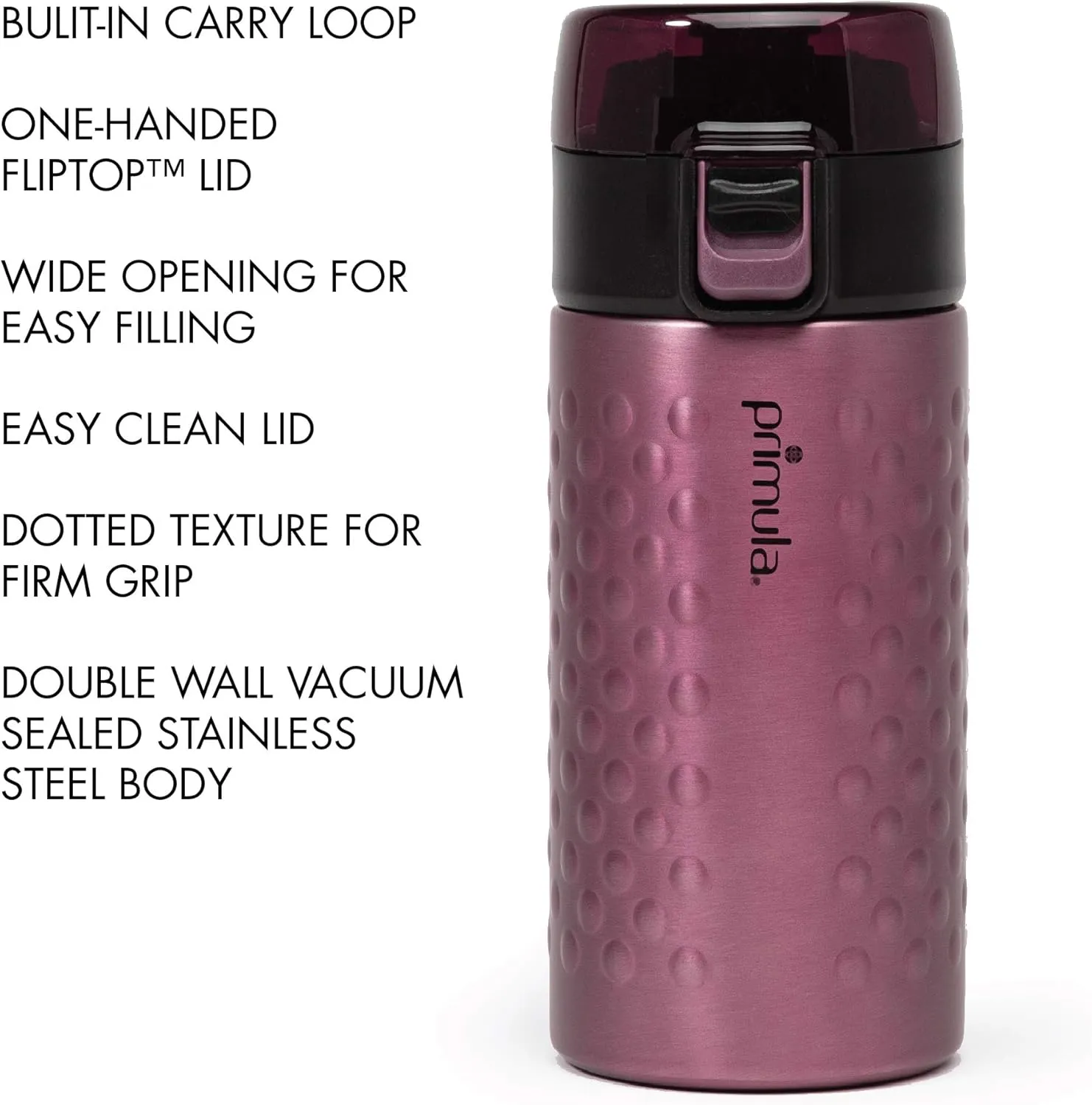 Primula Hamilton Water Bottle Single Serve Double Wall, 12 oz, Purple