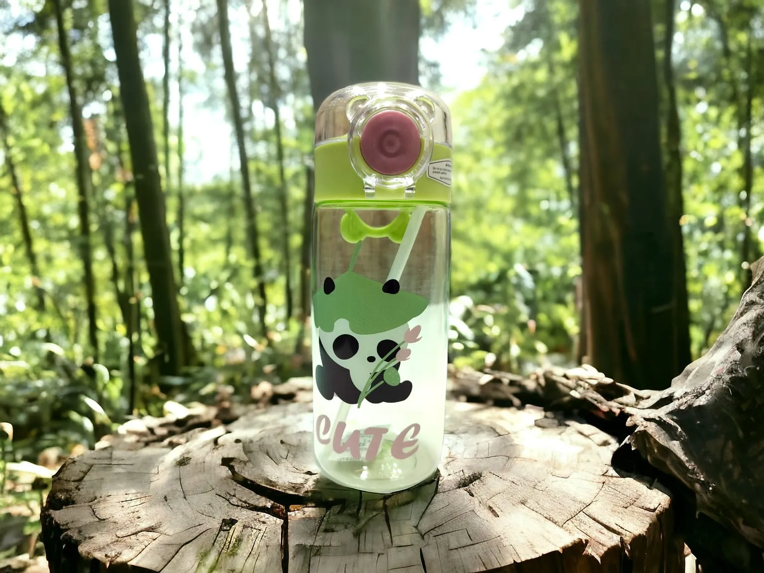 Printed Panda Theme Water Bottle(600ml)