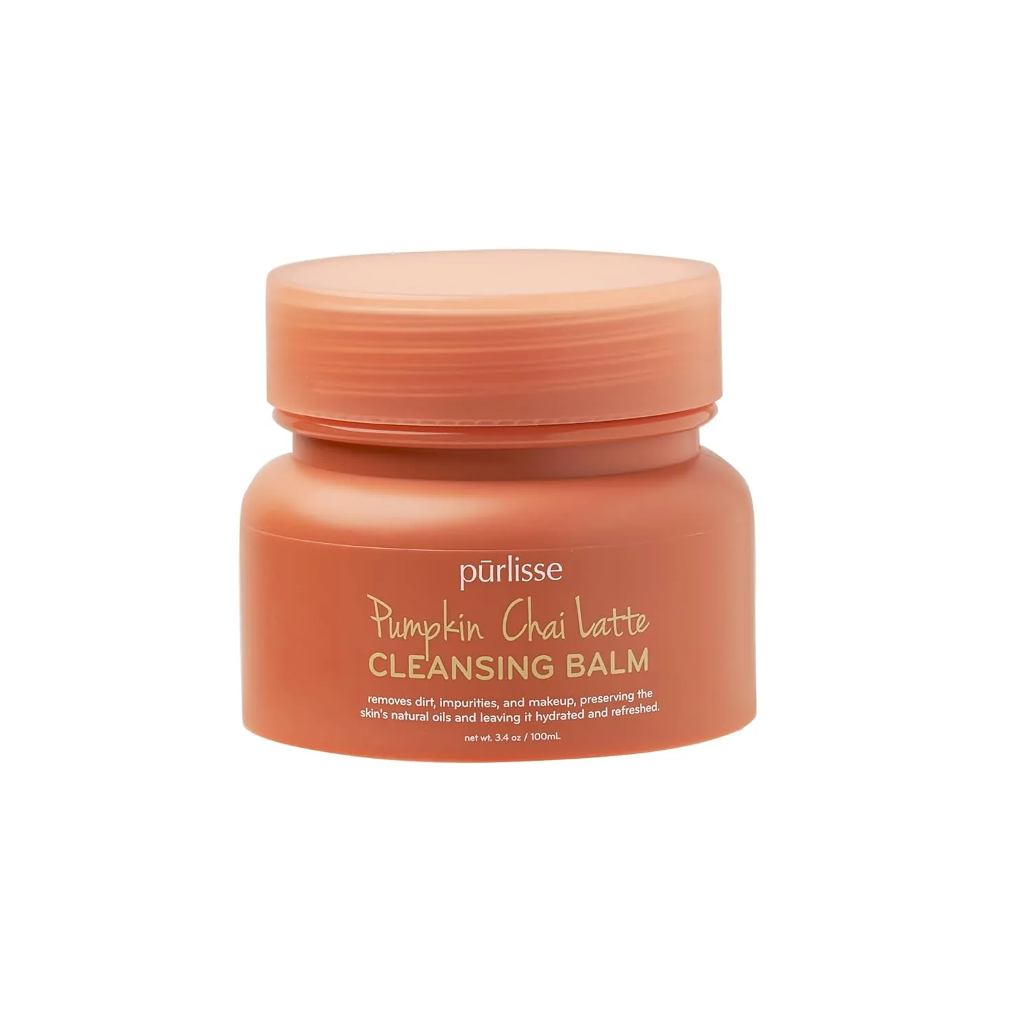 pūrlisse Pumpkin Chai Latte Cleansing Balm - Hydrating Facial Cleanser Enriched with Pumpkin, Chai & Soy Milk - Makeup Remover Balm & Gentle Face Wash for Women & Men (3.4 oz)