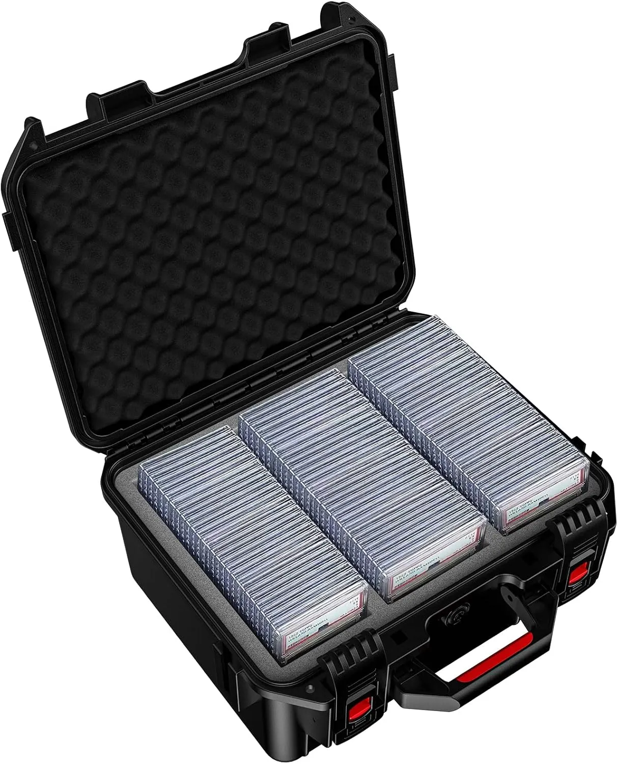 Professional Waterproof & Dustproof Trading Card Storage Box - Holds 102 PSA/BGS/CGC/SGC Graded Slabs, Fits All Standard Top Loaders and Magnetic Card Holders with Secure Locking Mechanism