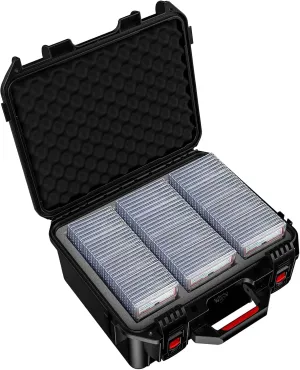 Professional Waterproof & Dustproof Trading Card Storage Box - Holds 102 PSA/BGS/CGC/SGC Graded Slabs, Fits All Standard Top Loaders and Magnetic Card Holders with Secure Locking Mechanism