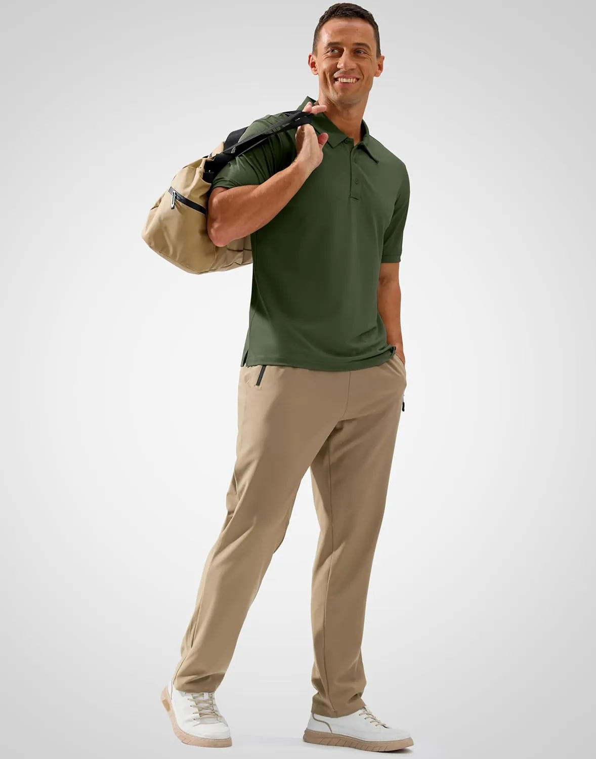 Pudolla Mens Tactical Shirts Short Sleeve Golf Work Polos Moisture Wicking Dry Collared Shirt Lightweight Polo Shirt