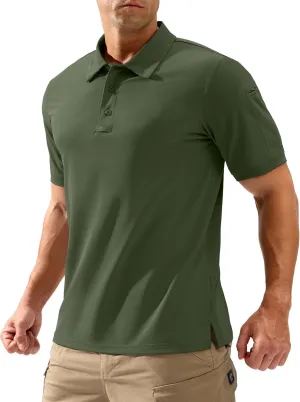 Pudolla Mens Tactical Shirts Short Sleeve Golf Work Polos Moisture Wicking Dry Collared Shirt Lightweight Polo Shirt