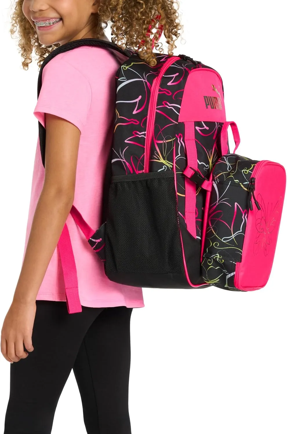 PUMA Unisex Kid's Colony Lunch Kit & Backpack Combo, Magic Rose Heather, Medium