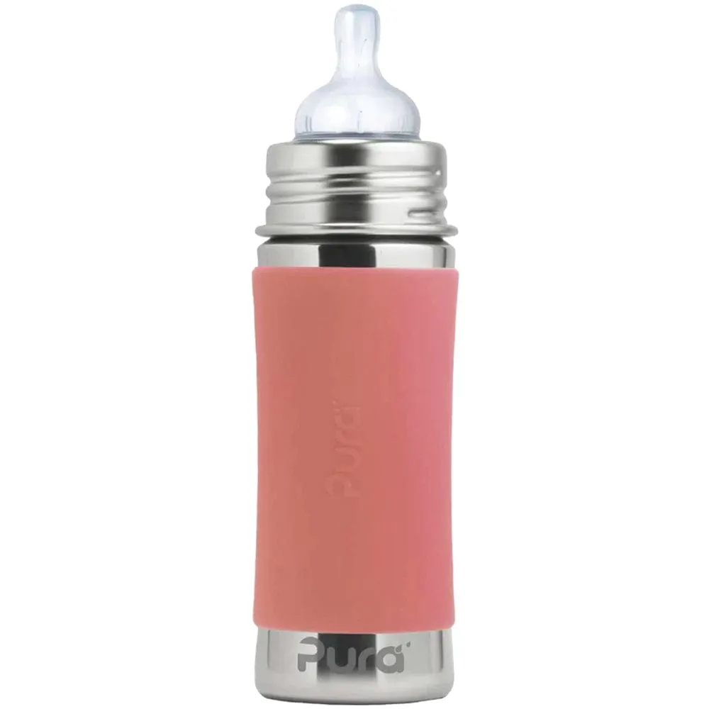 Pura Kiki Stainless Steel Infant Bottle 325ml - Rose V2