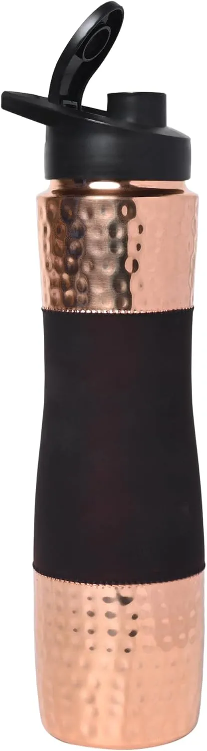 Pure Copper Water Bottle with Sipper, 1000 Ml Capacity (33.81 US Fl Oz) For Ayurveda Health Benefits (Dark Cherry)