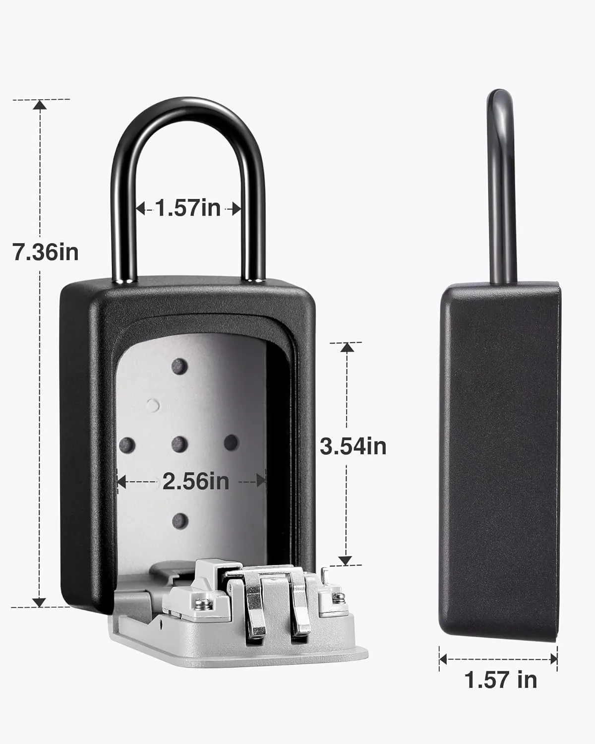 Puroma Lock Box, Large Key Lock Box Resettable Combination Code Lockbox, Portable Wall Mount Lockbox Waterproof Security Safe Box for Outside Outdoor Home Office Door Handle House Key, Gray (1 Pack)