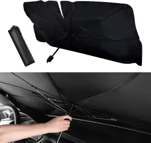QODOLSI 1 PC Car Windshield Sun Shade Umbrella, 55" x 31" Opening Design Dashboard Protective Umbrella, Foldable Sun Shield Shade Keep Your Vehicle Cool for Car SUV Truck (Silver)