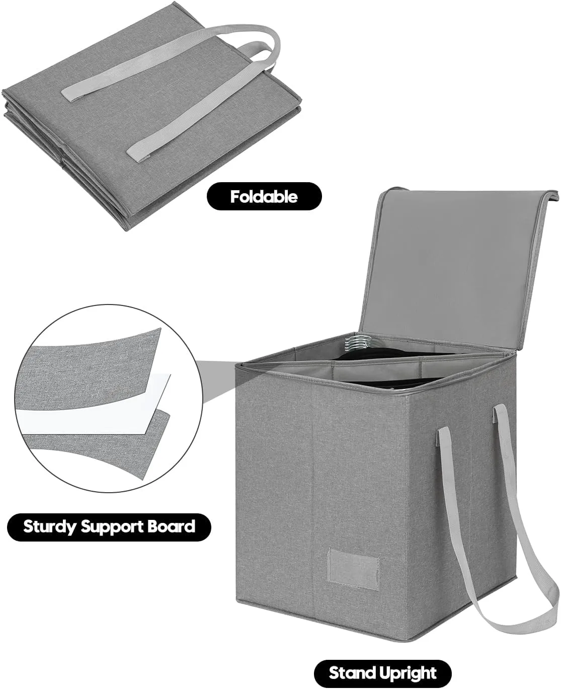 Qozary Clothes Hanger Organizer Bag-Rigid Hanger Storage Containers with Lid for Dustproof, Large Sturdy Hanger Caddy Organizer Box with Handle