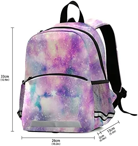 QUGRL Pink Starry Galaxy Child Backpack for Kids Girls with Safety Leash Harness for Toddlers Kindergarten Schoolbag Preschool Nursery Travel Bag 3-8 Years