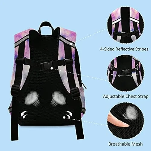 QUGRL Pink Starry Galaxy Child Backpack for Kids Girls with Safety Leash Harness for Toddlers Kindergarten Schoolbag Preschool Nursery Travel Bag 3-8 Years
