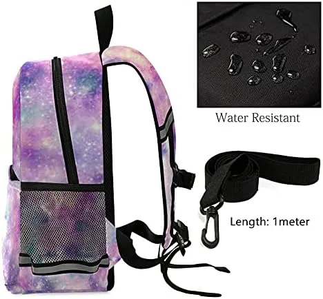 QUGRL Pink Starry Galaxy Child Backpack for Kids Girls with Safety Leash Harness for Toddlers Kindergarten Schoolbag Preschool Nursery Travel Bag 3-8 Years