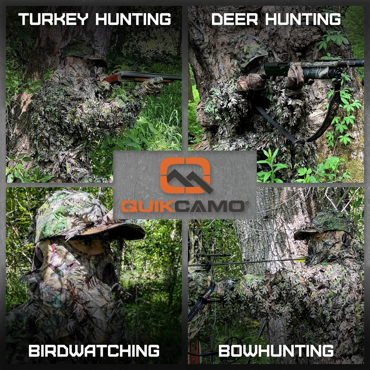 QuikCamo Lightweight 3D Leafy Camo Face Mask & Hat for Hunting, OSFM Adjustable Camouflage Hat, Mossy Oak & Realtree