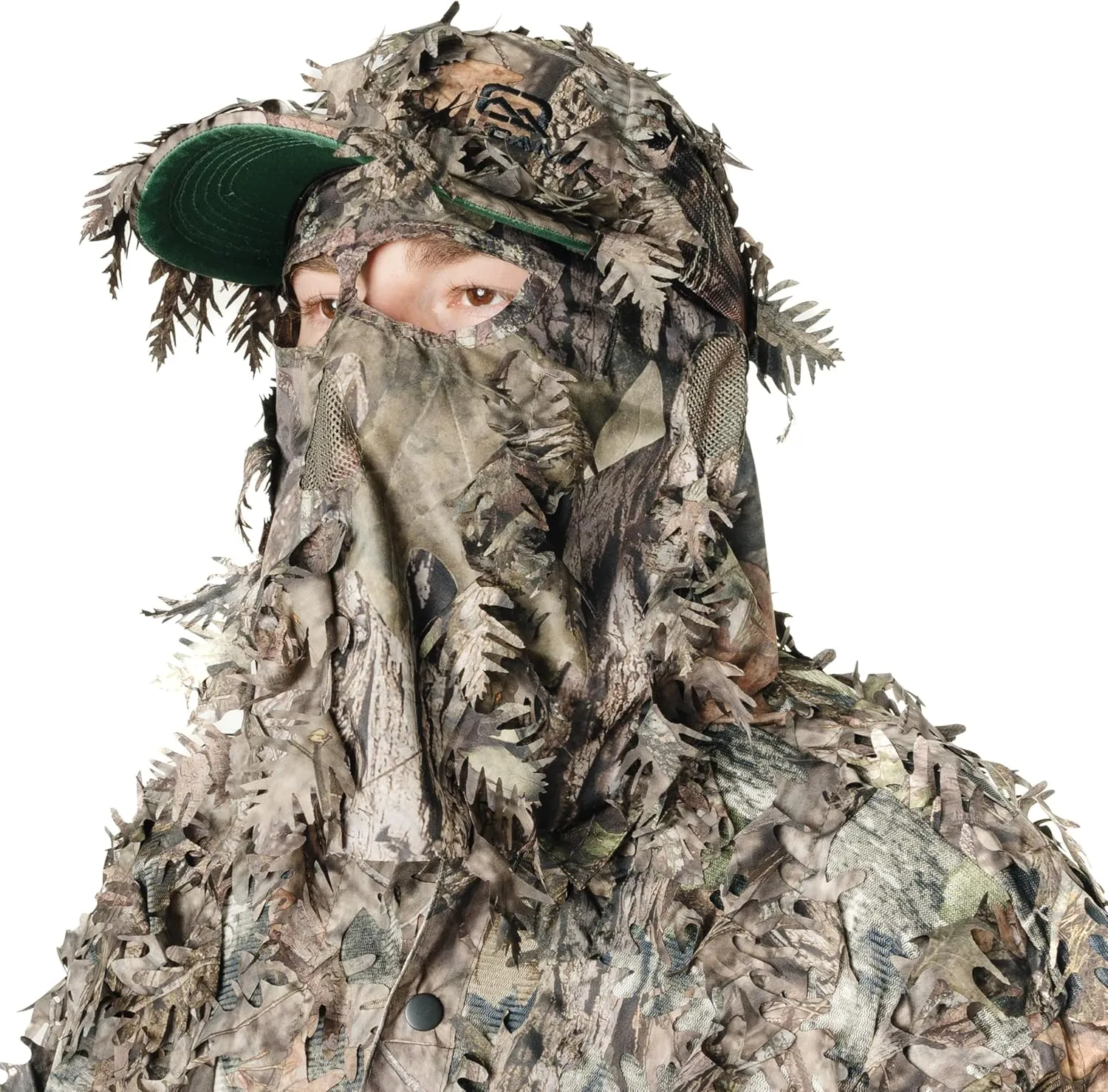QuikCamo Lightweight 3D Leafy Camo Face Mask & Hat for Hunting, OSFM Adjustable Camouflage Hat, Mossy Oak & Realtree