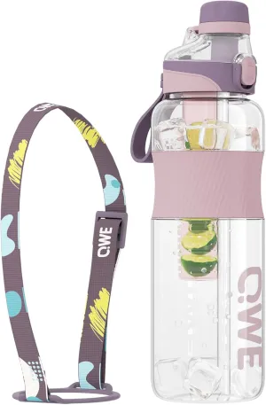 QWE Sports Water Bottle Large Capacity with Carry Handle,double drinking,high-capacity,50.7oz,Heat-resisting,Reusable,tritan BPA Free,Perfect for Travel, School, Outdoors, Cycling and Gym (Purple)