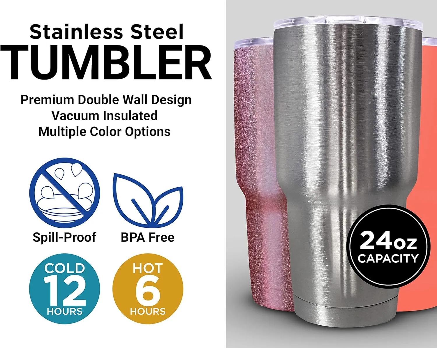 R and R Imports Ball State University 24 oz Insulated Stainless Steel Tumbler colorless Officially Licensed Collegiate Product