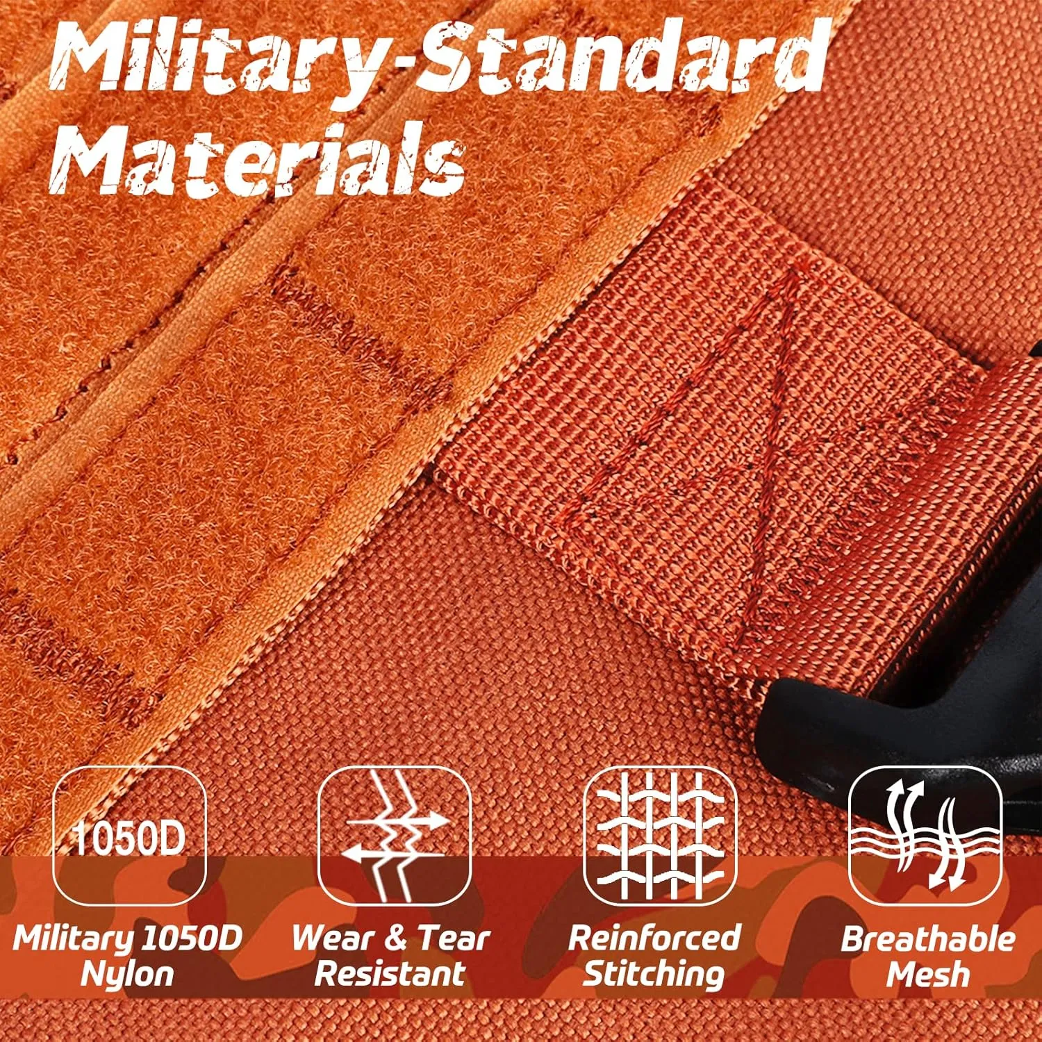 rabbitgoo Tactical Dog Harness for Large Dogs, Heavy Duty Dog Harness with Handle, No-Pull Service Dog Vest Large Breed, Adjustable Military Dog Vest Harness for Training Hunting Walking, Orange, M