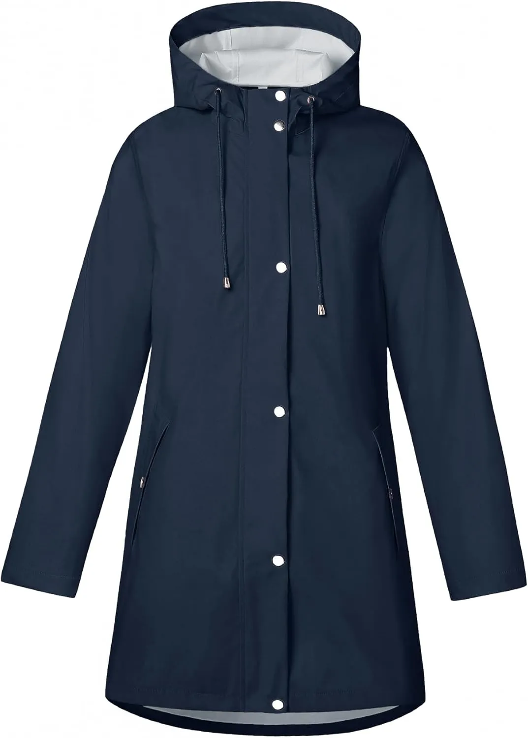 Rain Jacket Womens Waterproof with Hood, Long Rain Coat Windproof Windbreaker Outdoor Rain Trench Coat S-XXL