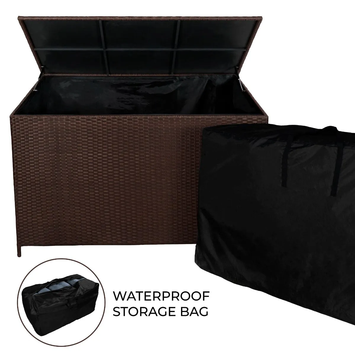 Rattan Cushion Storage Box 582L - Brown