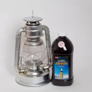 Rayo Oil Lantern - Redi-Light Lantern with 64 Ounces Citronella Fuel for Outdoor Camping and Patio Use, Plain Galvanized
