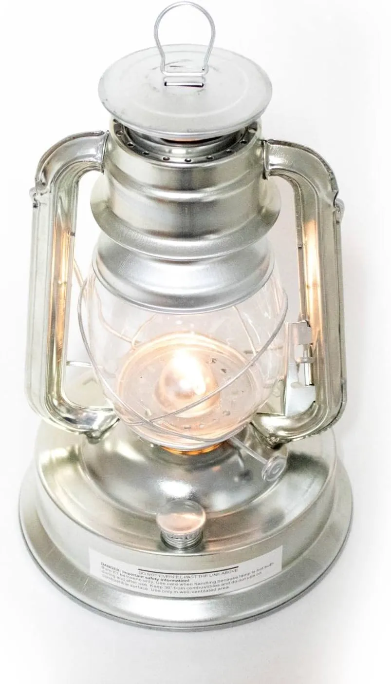 Rayo Oil Lantern - Redi-Light Lantern with 64 Ounces Citronella Fuel for Outdoor Camping and Patio Use, Plain Galvanized