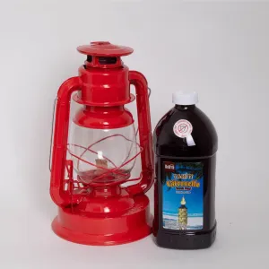 Rayo Oil Lantern - Redi-Light Lantern with 64 Ounces Citronella Fuel for Outdoor Camping and Patio Use, Ruby Red