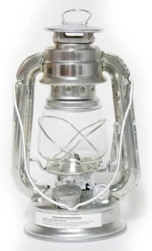 Rayo Race Kerosene Outdoor Lantern - 7.5 Inch Hurricane Lamp for Camping or Home Patio Use, Silver Painted