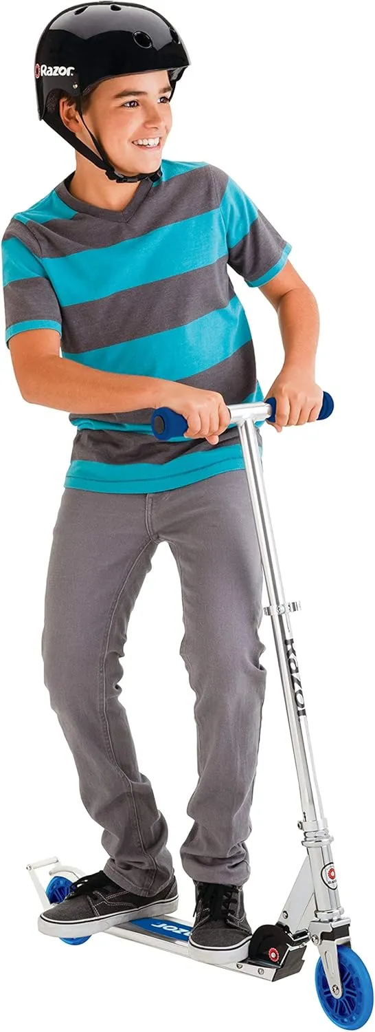 Razor A3 Kick Scooter for Kids - Larger Wheels, Front Suspension, Wheelie Bar, Lightweight, Foldable, and Adjustable Handlebars