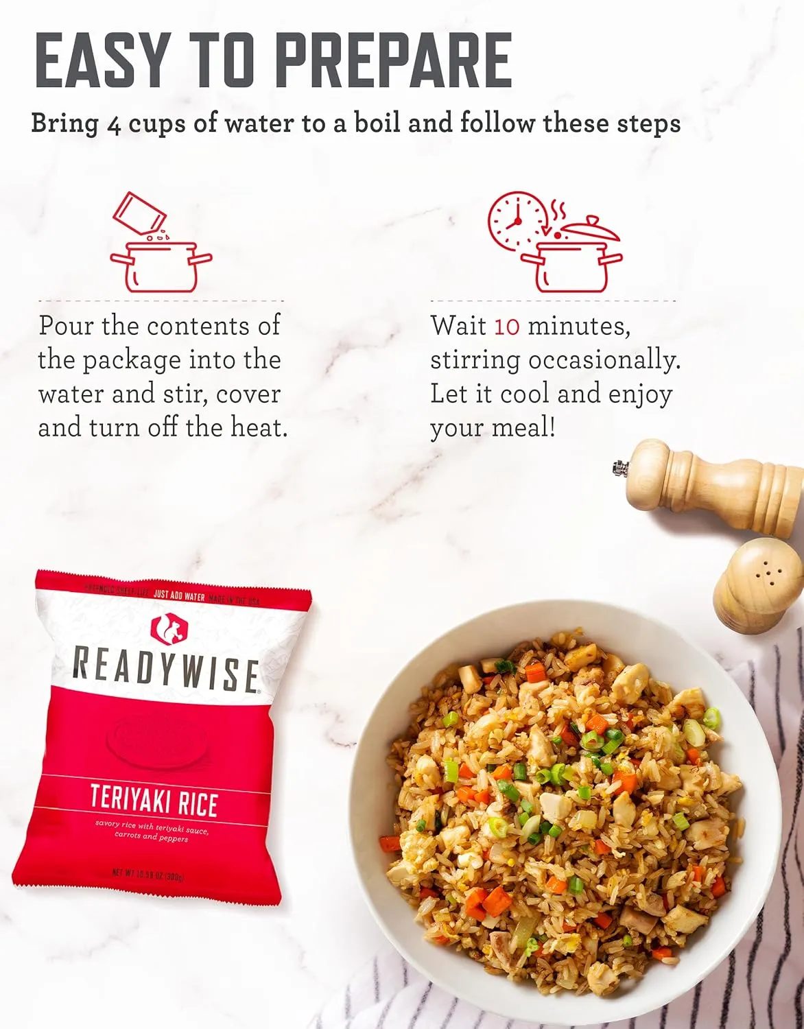 READYWISE - Ready Grab Bag, 60 Servings, Emergency Food Supply, MRE, Freeze Dried Survival Food, Meal Essentials for Camping, Hiking, & Emergencies, Individually Packaged, up to 25 year shelf life