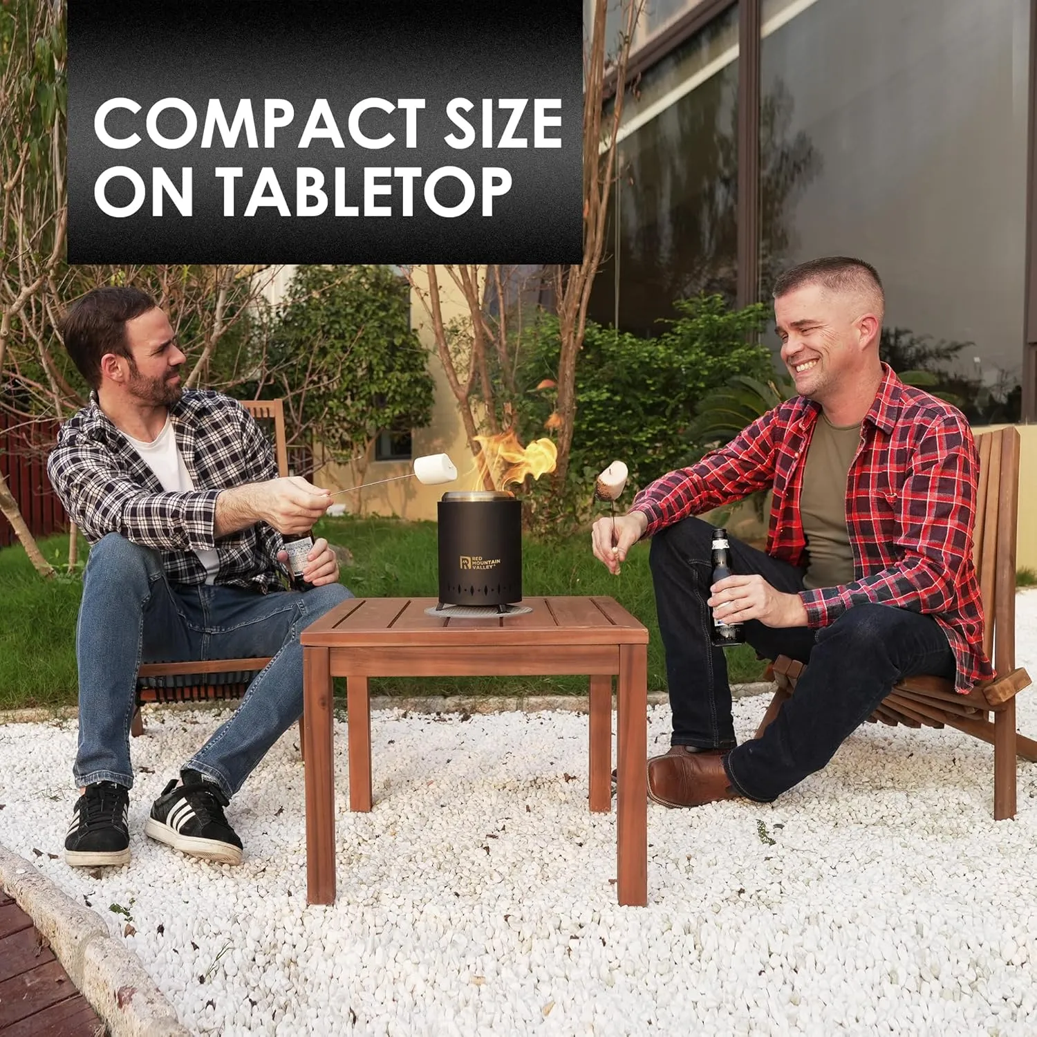 Red Mountain Valley Smokeless Tabletop Fire Pit with Mat, Portable Mini Low Smoke Camping Stove for Table and Outdoor, with Travel Bag and Fireproof Mat, Stainless Steel Black