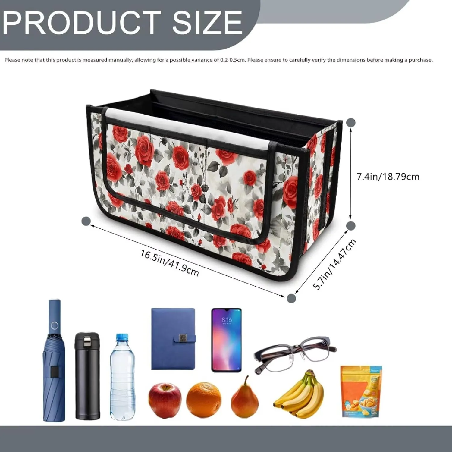 Red Rose Bag for Walker Foldable Walker Storage Bag Hand-Free Carry Storage Bag for Universal Walkers Wheelchair Basket Pouch for Elderly