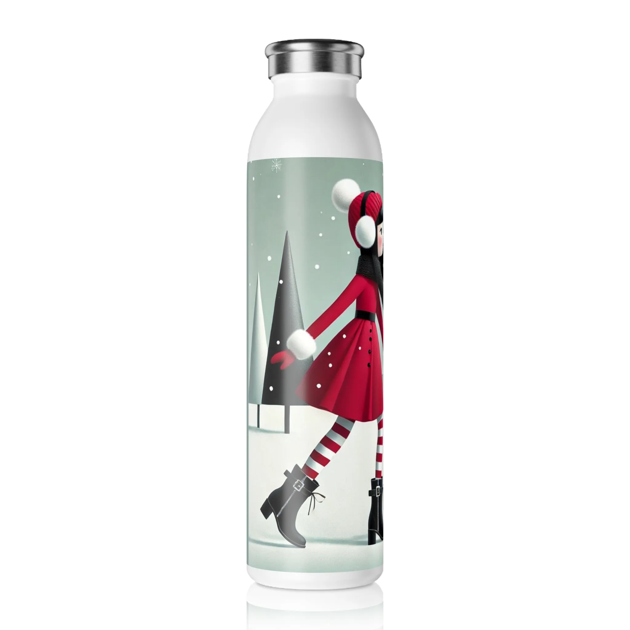 Red Sled & Curious Cats Slim Water Bottle