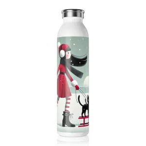 Red Sled & Curious Cats Slim Water Bottle