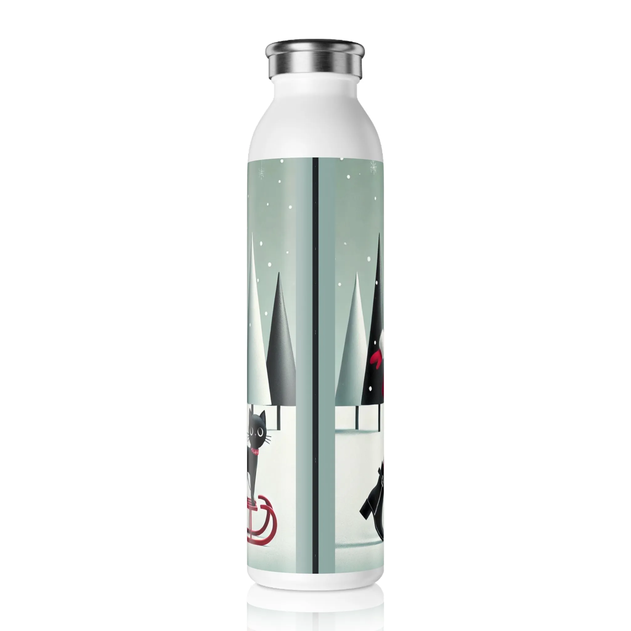 Red Sled & Curious Cats Slim Water Bottle
