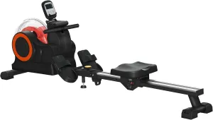 Red Water Rowing Machine - Foldable Rower with Adjustable Resistance & LCD Monitor