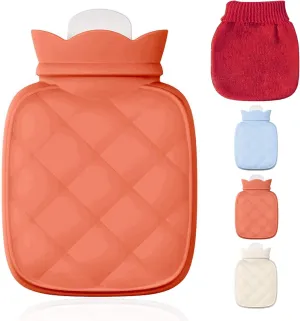 Redify Small Hot Water Bottle Bag for Hot & Cold Compress with Cover,Microwave Heating Soft Environment-Friendly Silicone for Babies Kids,Mini Hot Wate Bottle for Travel and Pain Relief,Holiday Gifts
