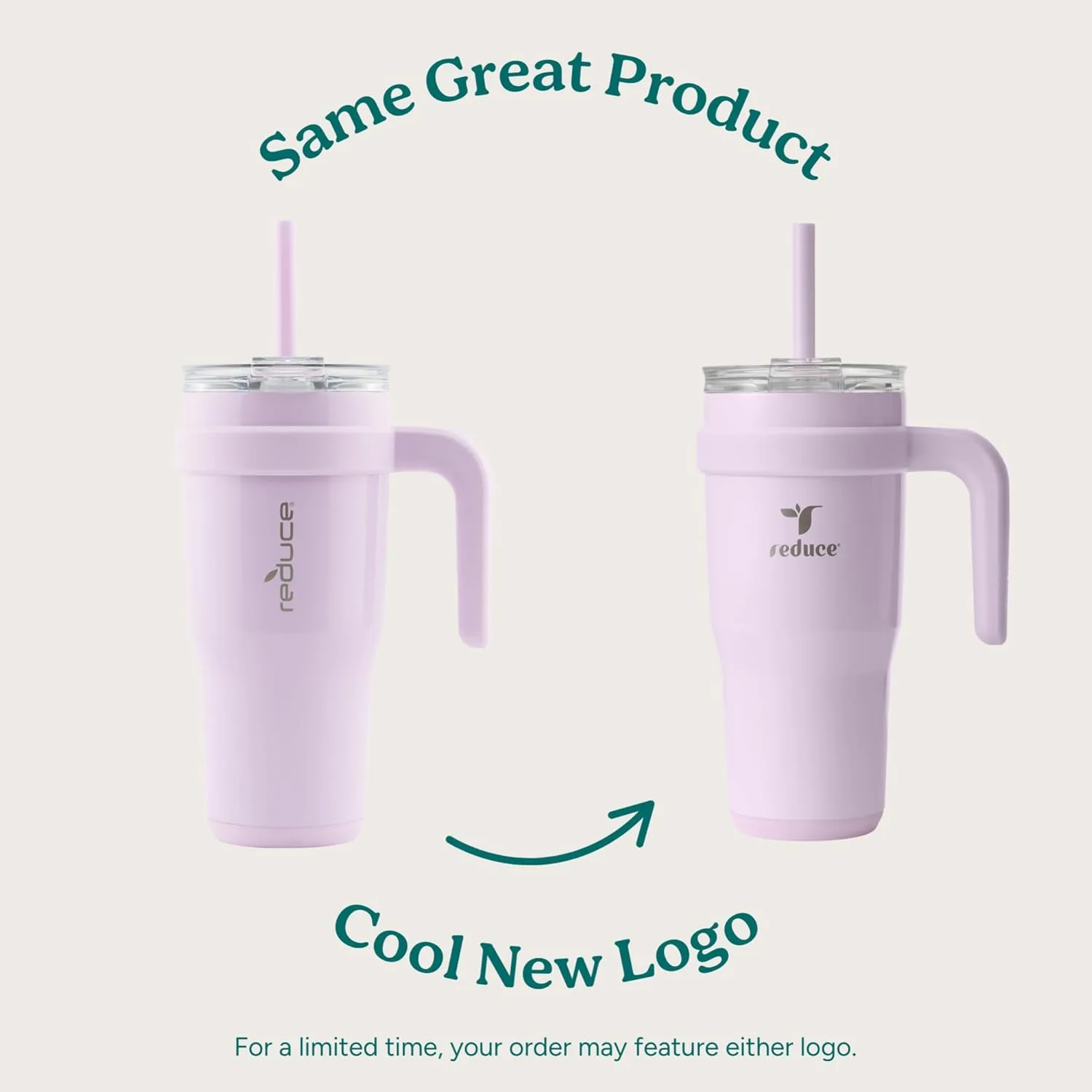 REDUCE 24 oz Stainless Steel Tumbler with Handle - Dual-Wall Vacuum Insulated Travel Mug, Sweat-Proof Lid & Reusable Straw - Keeps Drinks Cold for 24 Hrs, Fits Cupholders, Dishwasher Safe - Lilac Bud